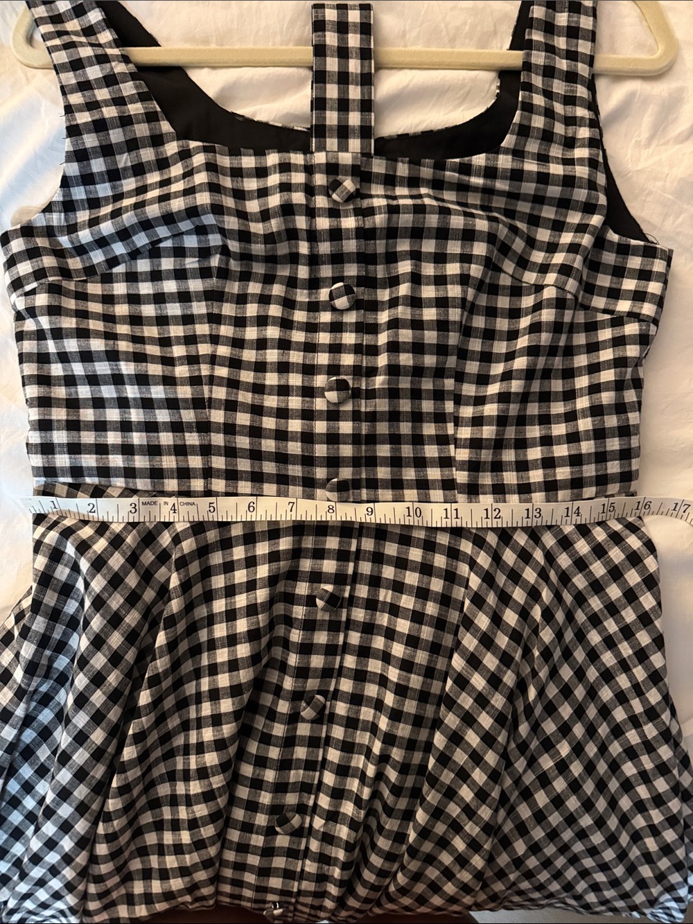 Commence gingham Square-Neck Belted midi Dress - Black & White NWT - Picture 4 of 4